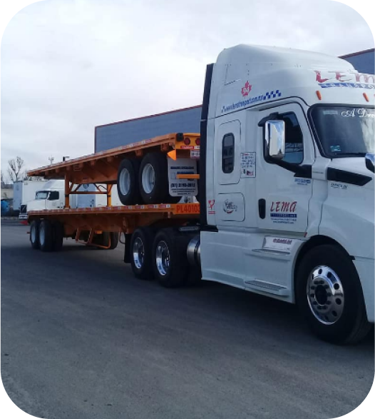 Lema Transport truck with flatbed trailer